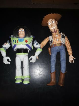 Vintage Toy Story Woody Talking Pull String Doll.  And Talking Buzz Light Year.