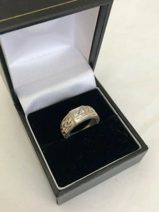 Vintage Jewellery Sterling Silver 925 Celtic Knot CZ Stone Ring - Size J 2