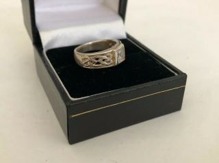 Vintage Jewellery Sterling Silver 925 Celtic Knot CZ Stone Ring - Size J 3