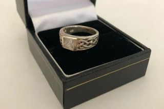 Vintage Jewellery Sterling Silver 925 Celtic Knot CZ Stone Ring - Size J 4