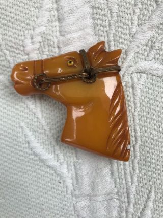 Vintage Butterscotch Bakelite Large Horse Head Pin/brooch
