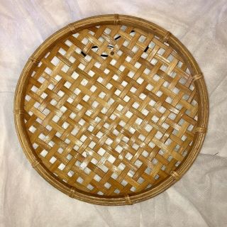 Vtg Rattan/wicker Woven Basket Large Round Serving Tray Boho Wall Collage 16”