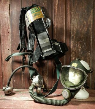 Vntg Firefighter Msa Scba Regulator Backpack Alarm Mask Assembly Model 401