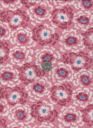 Vintage Feedsack Pink Burgundy White Blue Floral Feed Sack Quilt Sewing Fabric