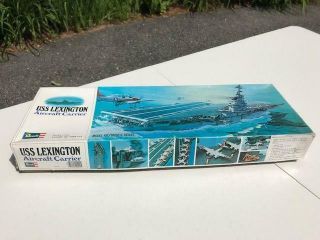Vintage Revell Uss Lexington Aircraft Carrier Model Kit Open Box Parts