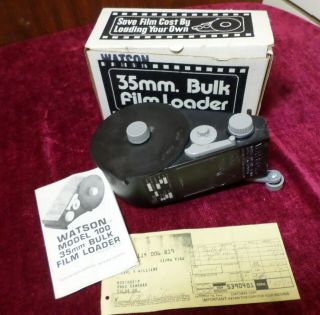 Watson Vintage Model No.  100 35mm Bulk Film Loader,  Instructions