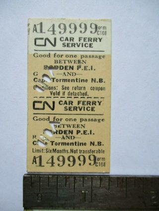 Vintage Cn Car Ferry Service Borden Pei Tormentine Brunswick Canada Ticket