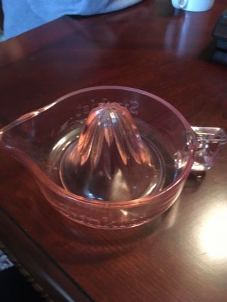 Vintage Pink Depression Glass Sunkist Juicer Reamer Mckee Pat No 66764