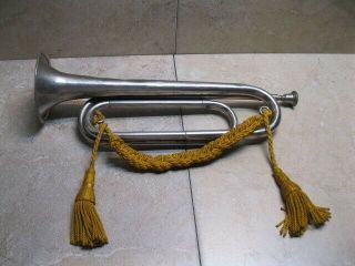 U.  S.  Regulation Vintage Bugle With Lanyard And Tassles - Some Dents