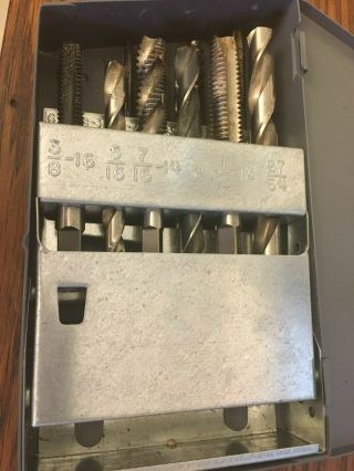 Vintage Huot Tap & Drill Index N.  C.  Machinist Bits & Steel Case USA 4