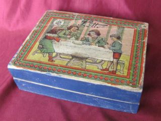1930s Vintage Child Wooden Board Game Lotto