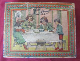1930s VINTAGE CHILD WOODEN BOARD GAME LOTTO 2