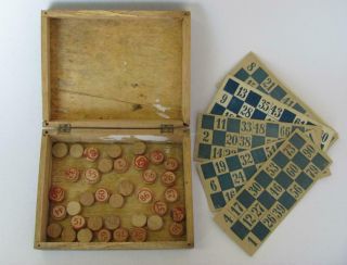 1930s VINTAGE CHILD WOODEN BOARD GAME LOTTO 3
