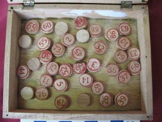 1930s VINTAGE CHILD WOODEN BOARD GAME LOTTO 4