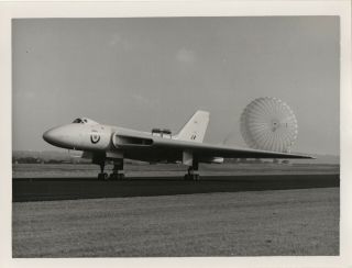 Large Vintage Photo - Avro Vulcan With Landing Chute