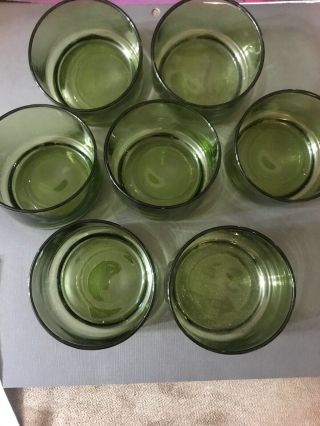 Set 7 Old Vintage Green Depression Glass 4 " Small Fruit Dessert Berry Sauce Bowl