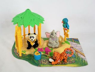 Vintage Littlest Pet Shop Zoo Jungle Bunch Playset Elephant Panda Leopard Parrot