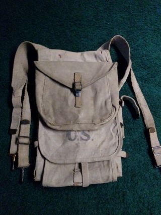 Wwi M1910 Haversack Field Pack And Meat Can Pouch Vintage Ww1 Perkins Campbell
