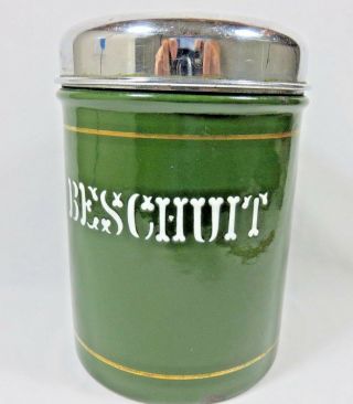 Vintage Tin Cookie / Biscuit Canister Can W/ Lid