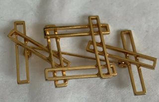 Unique Vintage Mid Century Modernist Abstract Gold Tone Pin Brooch Make Offer