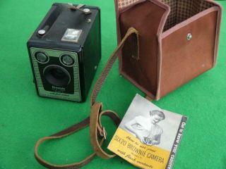 Vintage Kodak Brownie Six - 20 Model D Box Camera,  Case & Instructions