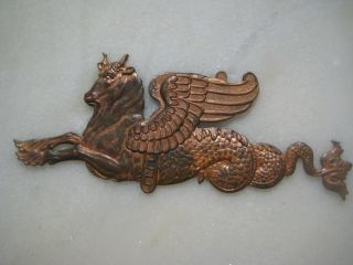 Vintage Greek Revival Mythical Fantasy Creature; Winged Cow Serpent Stamping
