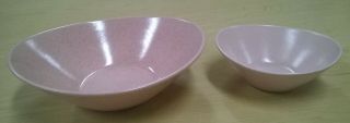 2 Vtg Mcm Vernon Ware Metlox Tickled Pink 9 " Oval Serving & 6 " Cereal Fruit