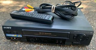 Sony Slv - N51 4 Head Vcr Vhs Video Cassette Recorder,  Remote Control,  Cables
