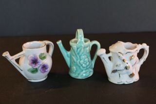 3 Vintage Pottery Watering Cans,  1 Is Shawnee Usa