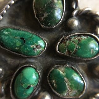 Vintage Turquoise Silver Pendant Multi Green Stone Old Pawn Necklace Jewelry 2