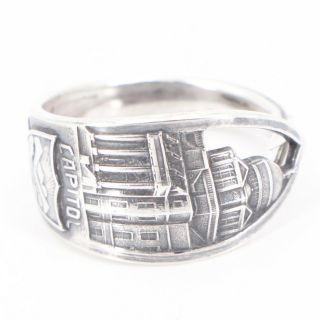 Vtg Sterling Silver - Montana State Capitol Spoon Handle Ring Size 12.  5 - 9.  5g
