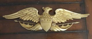 Vintage Sexton 23 " American Eagle Wall Hanging Plaque Gold Cast Metal