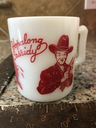 Vintage Hopalong Cassidy Milk Glass Mug Cup Western Cowboy Hazel Atlas