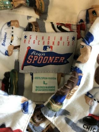 Reyn Spooner Hawaiian MLB Bobblehead Vtg Button Shirt L Baseball Rayon 4