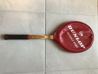 Vintage Dunlop Maxply Fort Wood Tennis Racquet With Head Cover