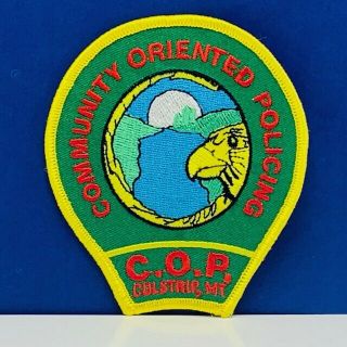 Police Patch Vintage Colstrip Montana Mt Cop Community Oriented Policing Badge