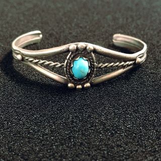 Vintage Old Pawn Sterling Turquoise Bracelet Estate Silver Stone Jewelry