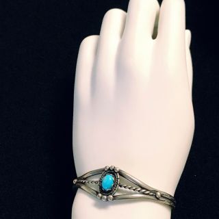 Vintage Old Pawn Sterling Turquoise Bracelet Estate Silver Stone Jewelry 2