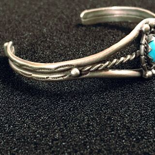 Vintage Old Pawn Sterling Turquoise Bracelet Estate Silver Stone Jewelry 5