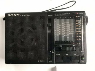 Sony Icf - 7600a Fm/mw/sw 9band Portable Receiver Works/good.