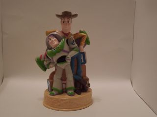 Vintage Disney Store Toy Story Pvc Buzz Lightyear & Woody Bank 9 "