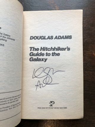 Signed Hitchhiker’s Guide To The Galaxy Douglas Adams Book