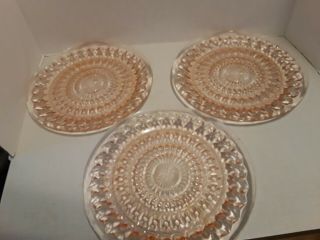 3 Vintage Dinner Plates Jeannette 9  Holiday Bows And Buttons Depression Glass