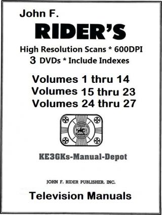 Riders Television Manuals Volume 1 Thru 27 Dvd Pdf Tv Schematics Ke3gk