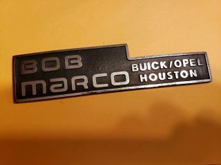 Bob Marco - - Buick/opel - - Houston - - Metal Dealer Emblem Car Vintage Sm614