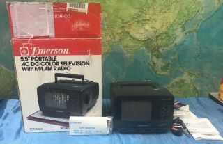 - Emerson Tc0560 5.  5 " Portable Color Tv Television With Am Fm Radio