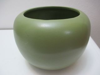 Vintage Mccoy Floraline Pottery Round Planter Jardiniere 406 Green 5 1/2 " Tall