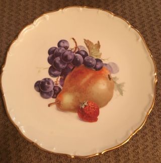 Set of 4 Vintage Schumann Arzberg Germany Bavaria Plates Fruit Gold Trim 7” 2