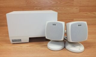 Altec Lansing (acs33) Small White Wired Computer Speakers & Subwoofer