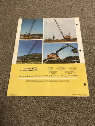 VTG 1950’s Northwest Shovel Crane Dragline Pullshovel Crane Dealer ' s Brochure 2